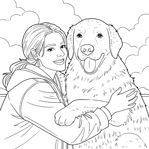 Warm Moment Between a Girl and a Golden Retriever
