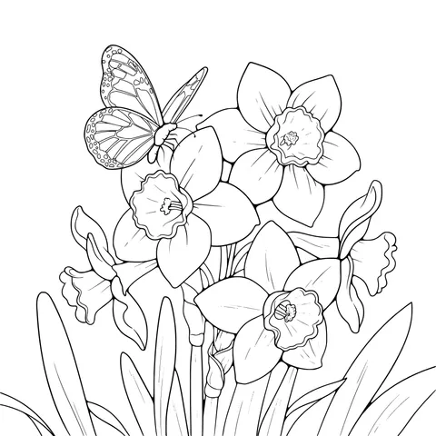 Butterfly and Daffodils