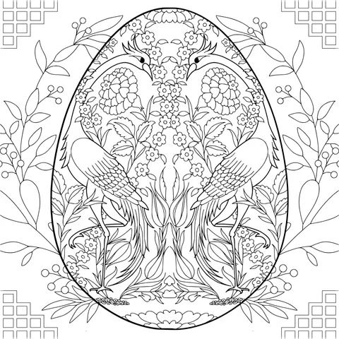 Two - Phoenix and Flower Egg Pattern