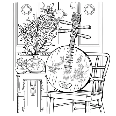 Classical Chinese Musical Instrument Scene