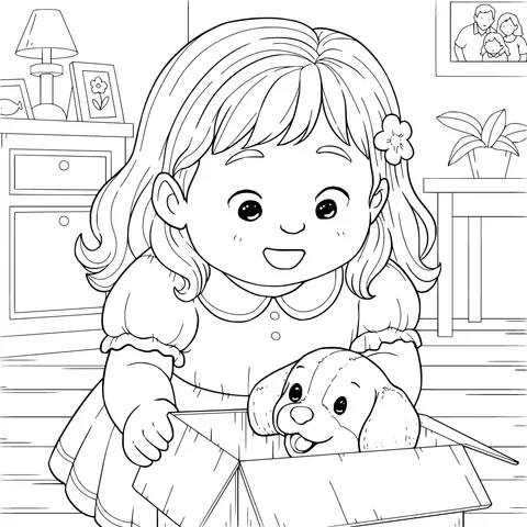 A Sweet Moment of a Girl and a Puppy