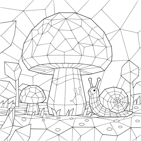 Mushrooms and Snail