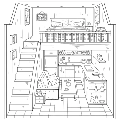 Cozy Two - level Small Living Space