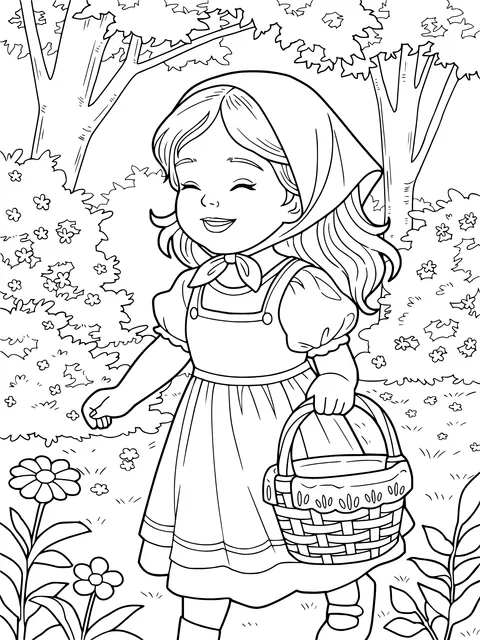 Flower - picking Girl in the Forest