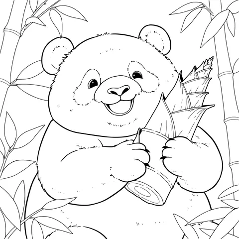 Adorable Panda Holding Bamboo