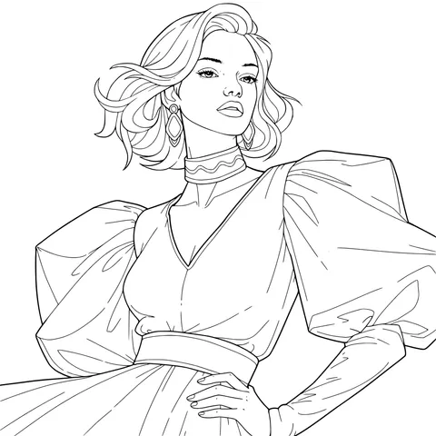 Fashionable Woman in Yellow Dress