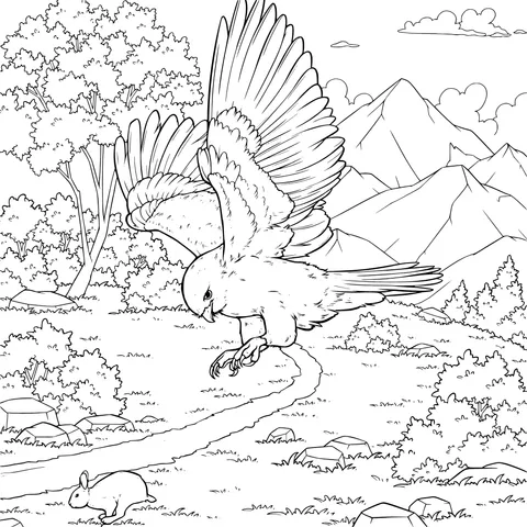 Eagle and Rabbit in Nature Scene