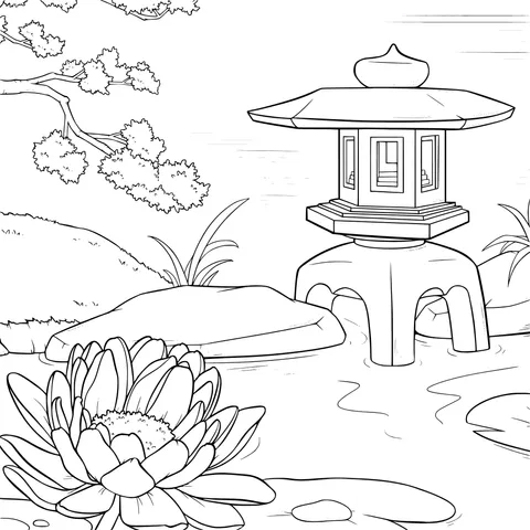 Japanese Pond Scene