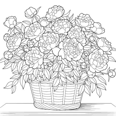 Peonies in a Basket