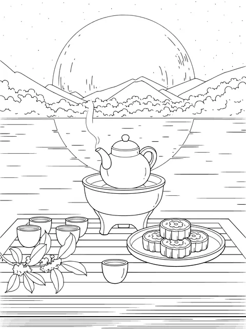Moon - lit Tea and Snacks Scene