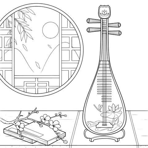 Chinese Classical Musical Instrument and Scenery
