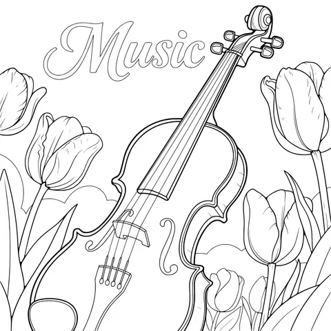 Violin and Tulips