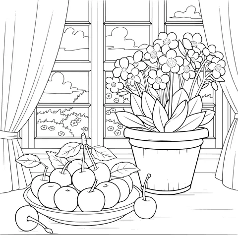 Fruits and Flowers by the Window