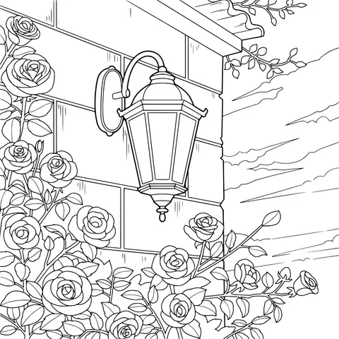 Warm Scene of Roses and Wall - lamp