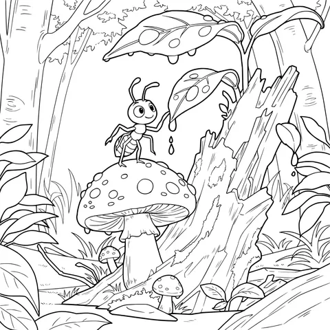 Ant and Mushroom in the Forest