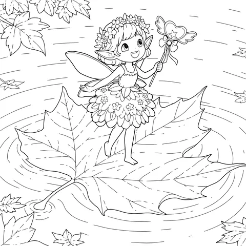 Little Fairy on the Maple Leaf