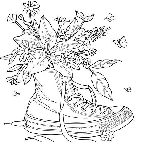 Flowers in a Sneaker Illustration