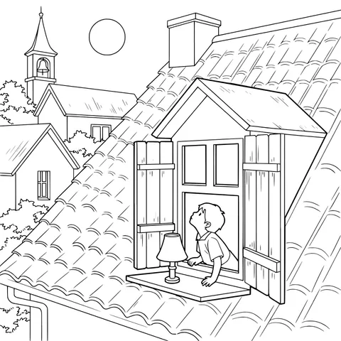 Boy by the Window under the Moonlight