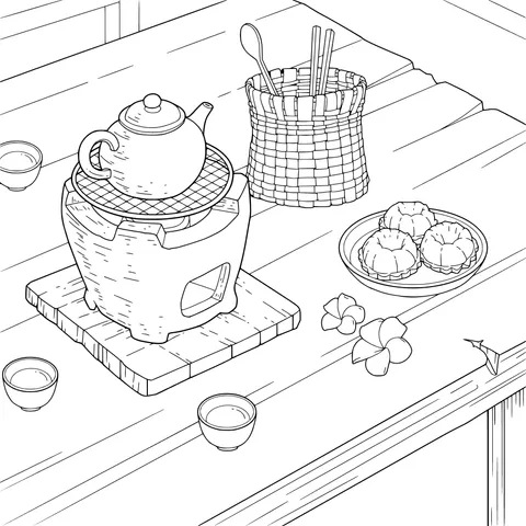 Chinese Tea - Pastry Scene