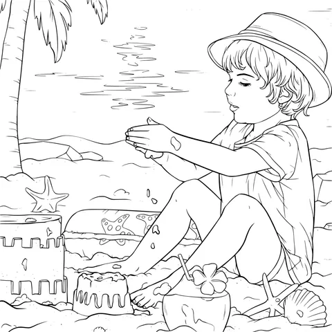 Child Playing on the Beach