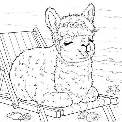A Relaxing Alpaca on the Beach