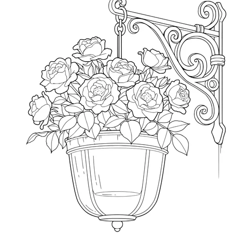 Pink Roses in a Wall - Hanging Flower Pot