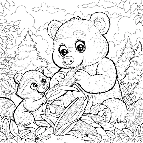 Bear and Raccoon's Pastoral Time