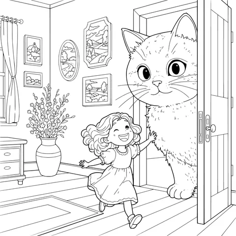 A Girl's Joyful Encounter with a Big Cat