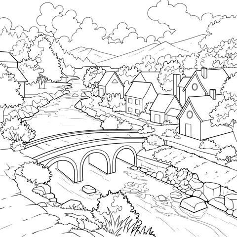 Scenery of a Riverside Town