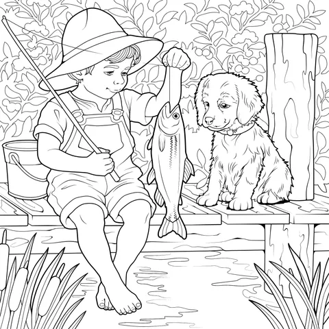 A Boy and His Dog's Fishing Time