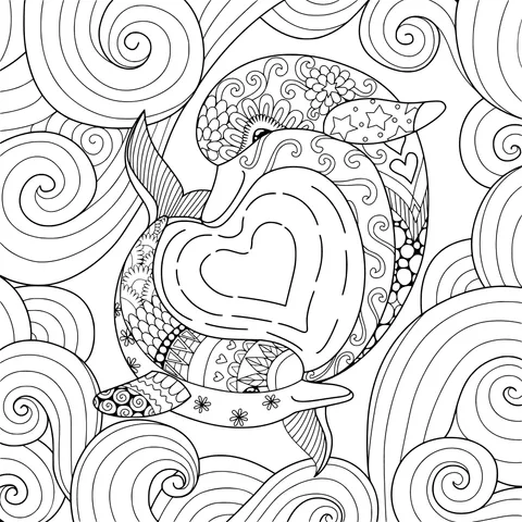 Heart - shaped Dolphin Pattern