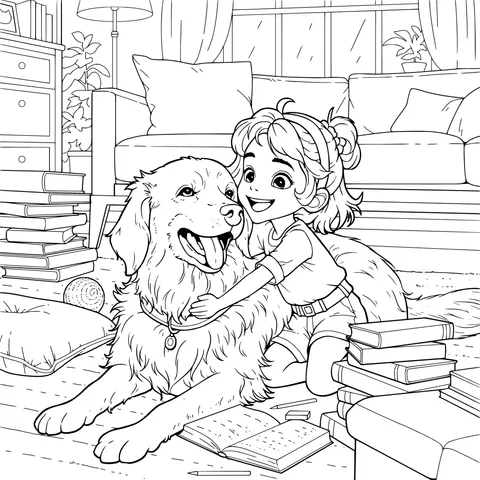 A Sweet Moment Between a Girl and a Golden Retriever