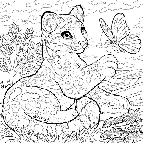 Ocelot and Butterfly