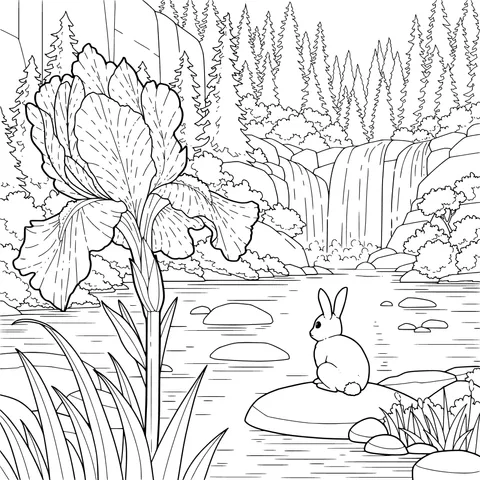 Iris and Rabbit by the Stream