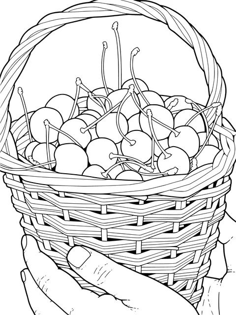 Hand - held Basket of Cherries