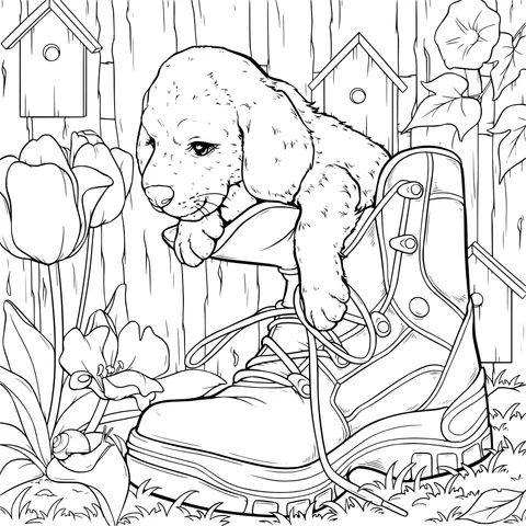 Cute Puppy and Boot