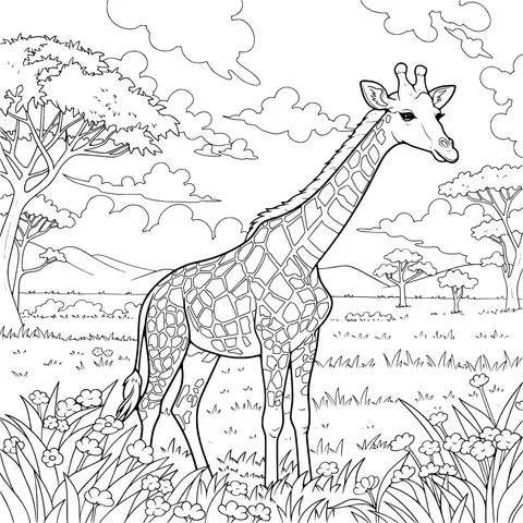 Giraffe on the Grassland