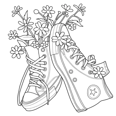 Flower - filled Green Sneakers