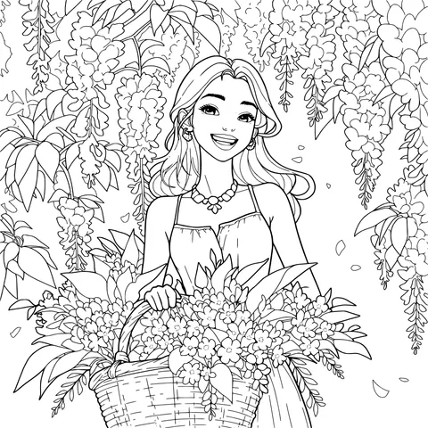 Girl with a Basket and Flowers