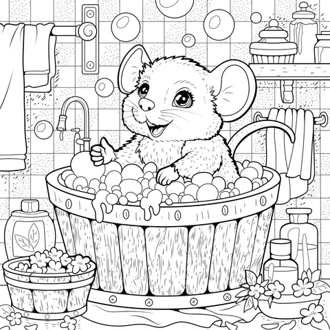 Little Mouse Taking a Bath