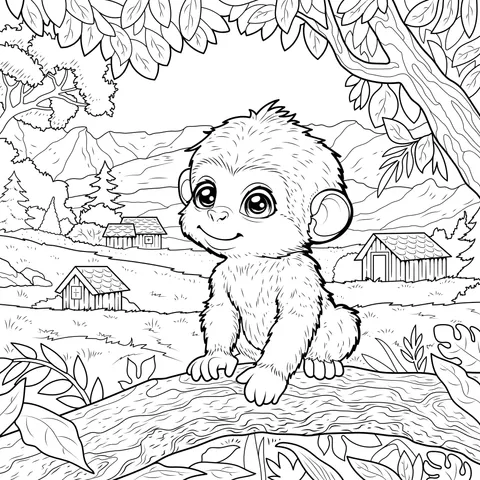 Cute Little Monkey on a Branch