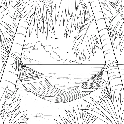Cozy Beachside Hammock Scene