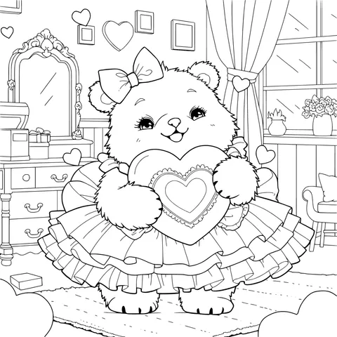 Adorable White Bear Holding a Heart