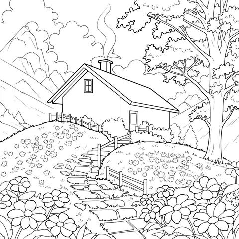 Beautiful Scenery of a Mountain Cottage