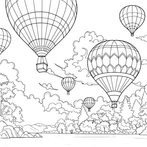 Beautiful Scene of Hot - air Balloons in the Sky