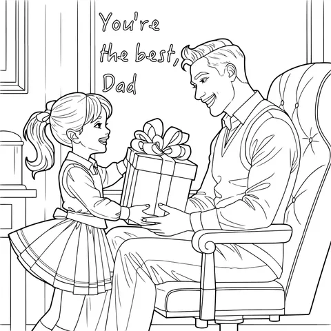 Daughter giving a gift to her father