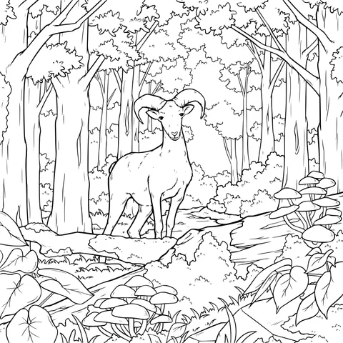 Wild Goat in the Forest