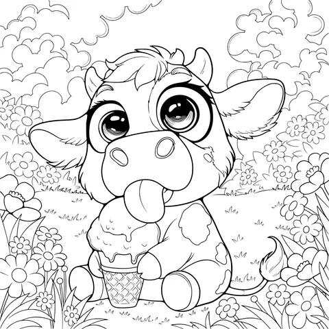 Cute Calf Eating Ice - Cream