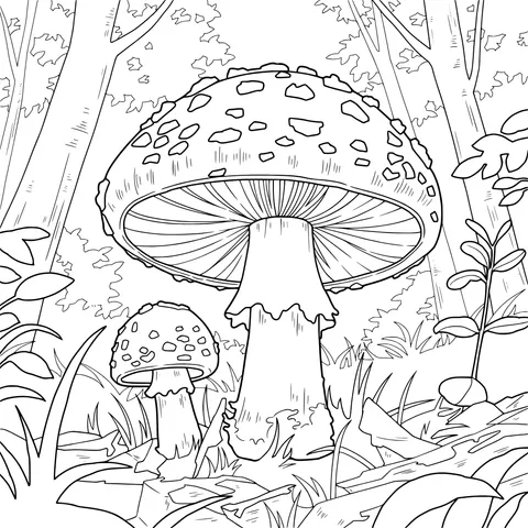 Mushrooms in the Forest