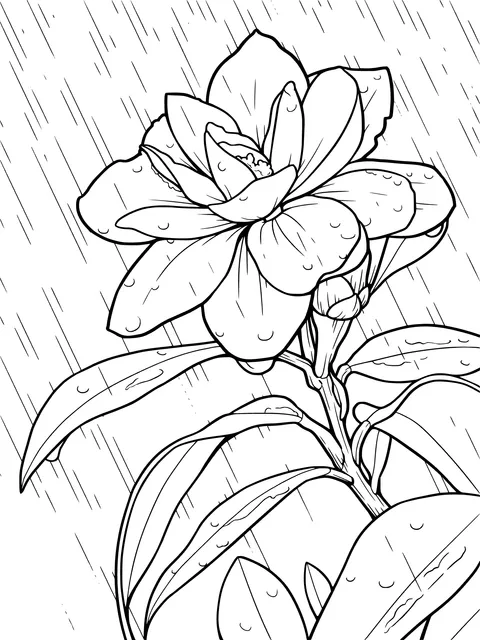 Pink Flower in the Rain